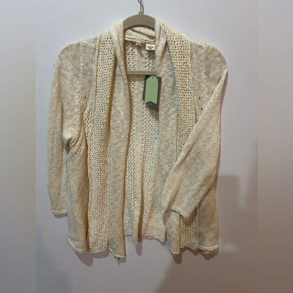 Anthropologie Moth Open Knit Ivory Cardigan Large NWT - Picture 3 of 7